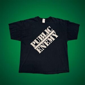 Public Enemy Shirt Vintage Men's Black XXL Crosshairs Graphic Rap Shirt